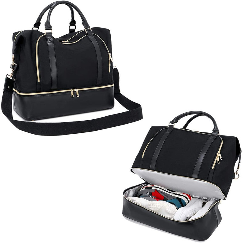Women'S Mens Leather Duffel Travel Bag  With Trolley Sleeve 17.3x14.5x8.3