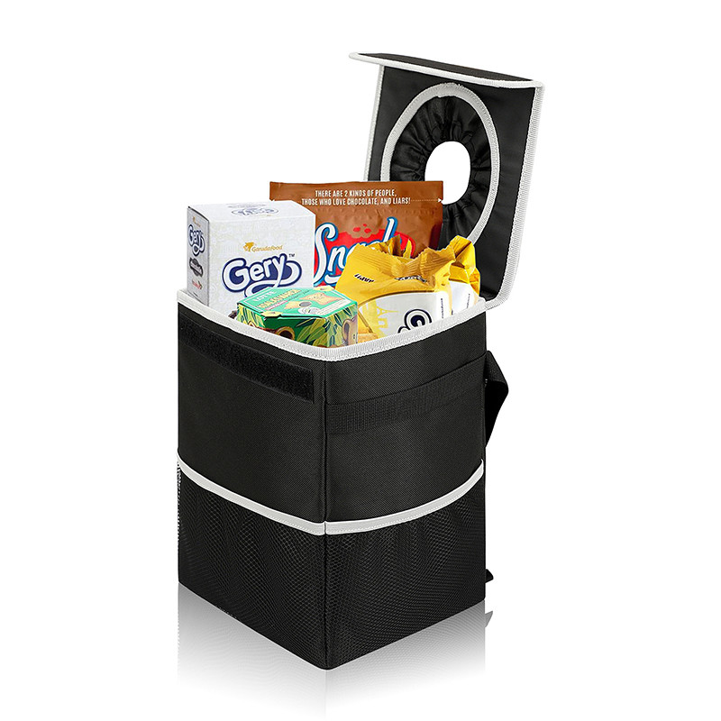 Trash Car Organizer Bags Black Hanging Leak Proof Trash Bin Lid Garbage 8.4x7.4x10.4