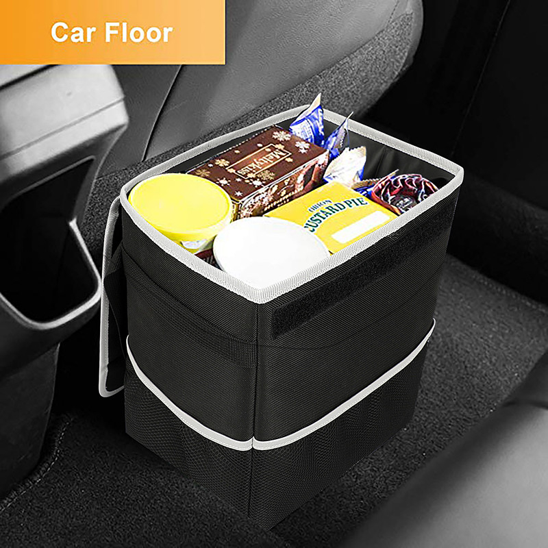 Trash Car Organizer Bags Black Hanging Leak Proof Trash Bin Lid Garbage 8.4x7.4x10.4