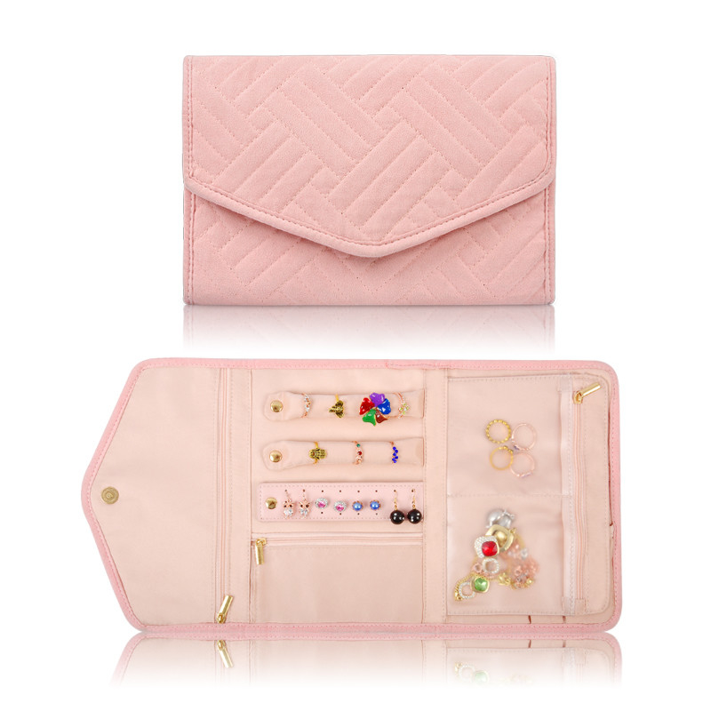 Hanging Earring Jewelry Travel Case Organizer Bag Portable Roll Up 23x15x1.5cm