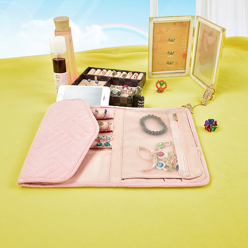 Hanging Earring Jewelry Travel Case Organizer Bag Portable Roll Up 23x15x1.5cm