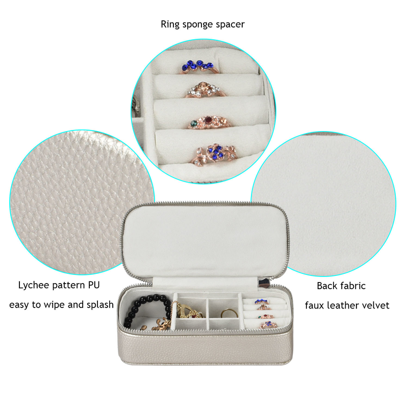 Makeup Jewelry Storage Bags Box PU Leather Travel Portable 7x3.15x1.97
