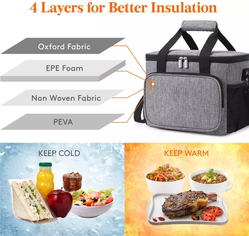 Soft Sided Insulated Cooler Bags For Groceries Lunch Box Tote Office 24 Can