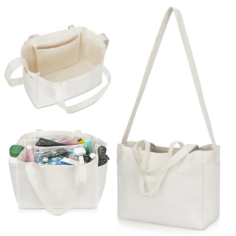 Foldable Grocery Canvas Reusable Shopping Bag Totes Long Handle 4.4x6.7x11