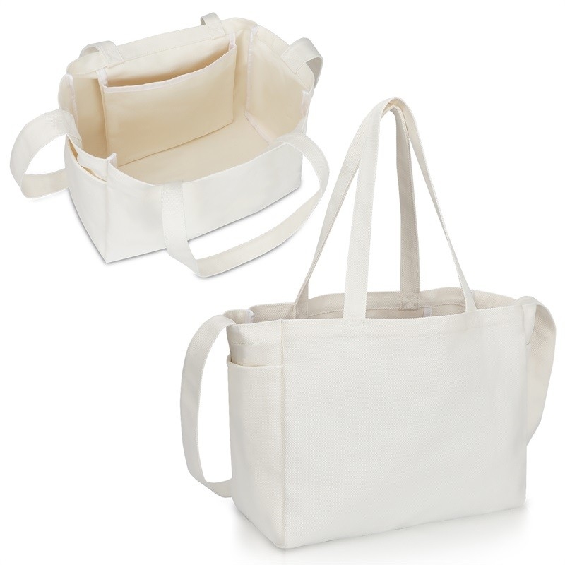 Foldable Grocery Canvas Reusable Shopping Bag Totes Long Handle 4.4x6.7x11