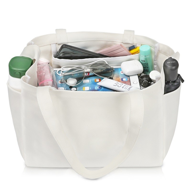 Foldable Grocery Canvas Reusable Shopping Bag Totes Long Handle 4.4x6.7x11
