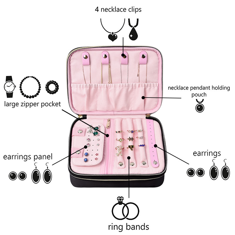 Big Jewelry Storage Bag Large Double Layer Travel 210D Nylon 9.4x3x7.2