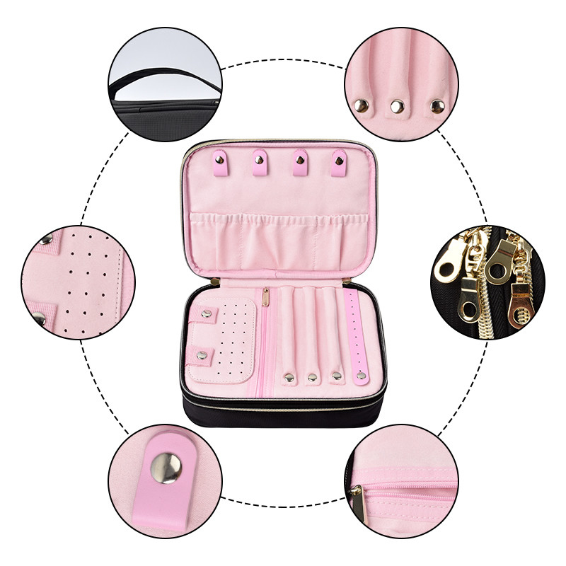 Big Jewelry Storage Bag Large Double Layer Travel 210D Nylon 9.4x3x7.2