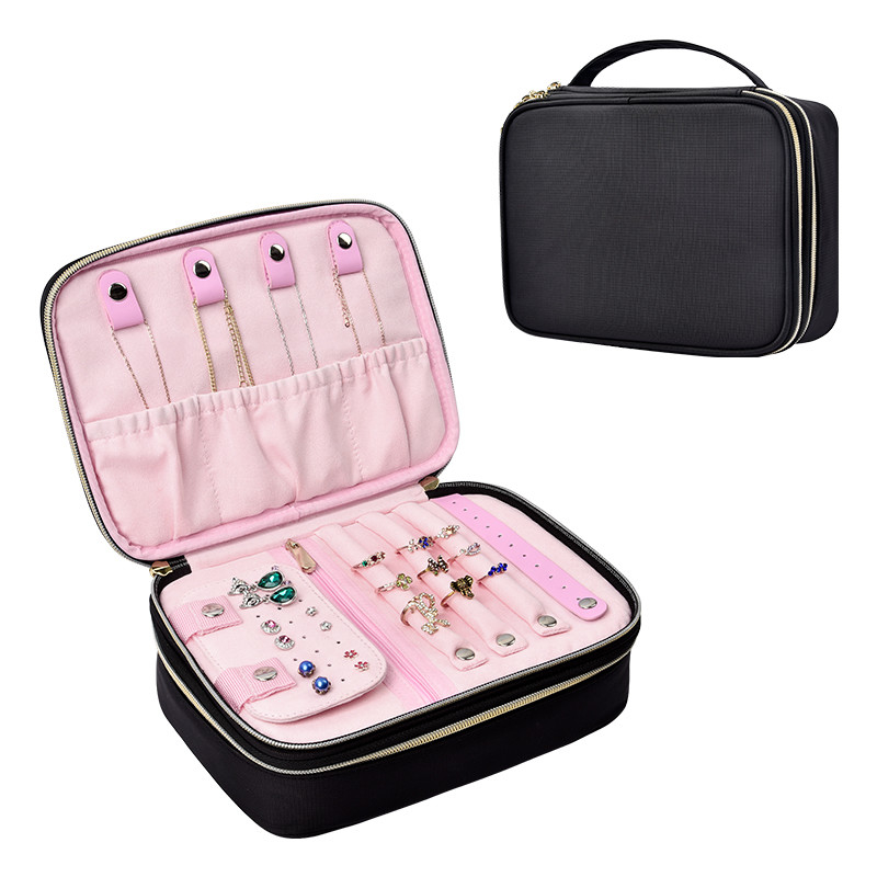 Big Jewelry Storage Bag Large Double Layer Travel 210D Nylon 9.4x3x7.2