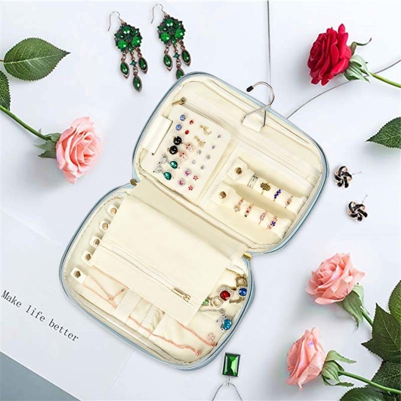 Small Faux Leather Travel Jewelry Case Box Organizer Travel Portable 10x6.4x2