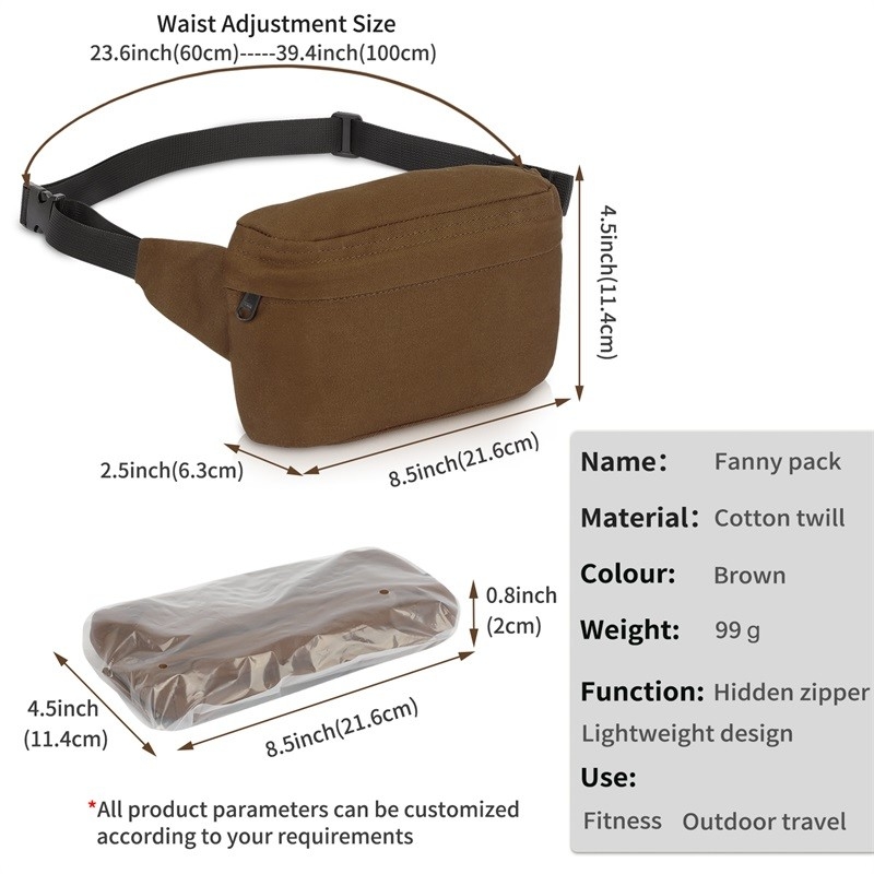 MTB Motorcycle Cross Body Waist Belt Bag For Women Sling Shoulder Hiking 8.5X2.5X4.5
