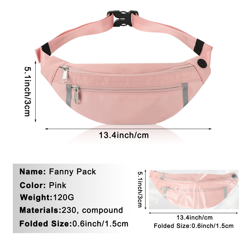 Shoulder Wallet Fanny Pink Pouch Waist Bag Hiking Crossbody For Women 12.8X9.6