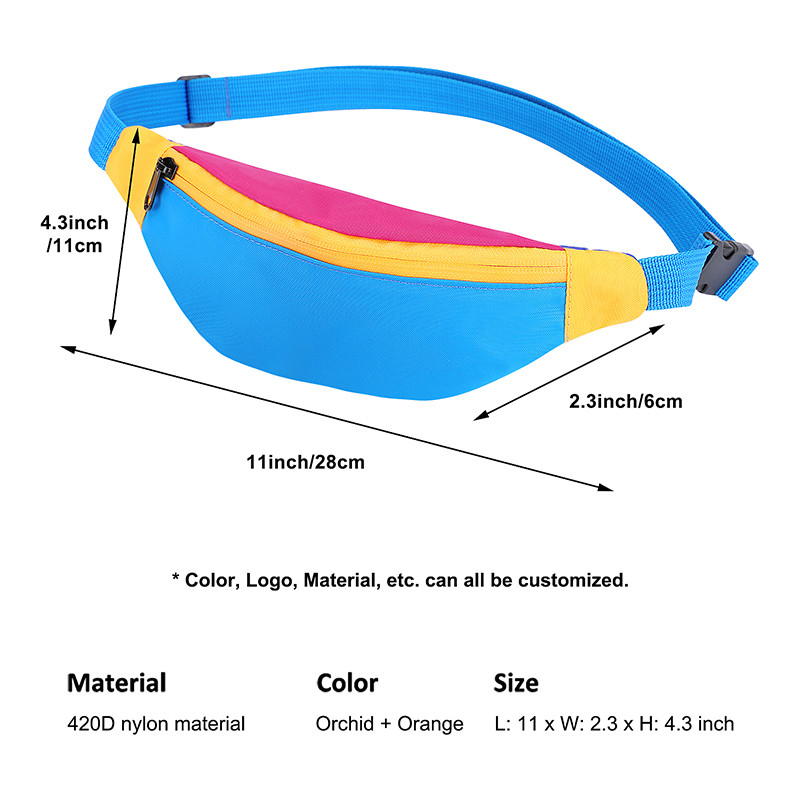 Strap Sling Waist Bag Women'S Nylon Fanny Pack 420D 11X2.3X4.3 Inch