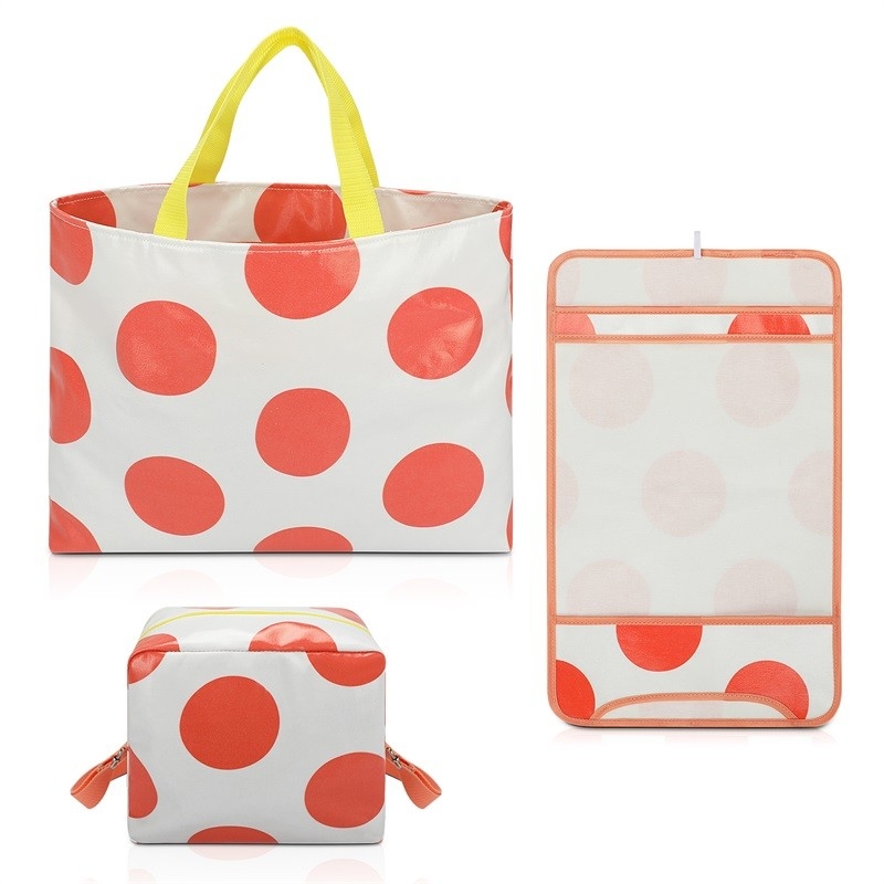 Folding Canvas Tote Shopping Bag Large 3 Pack Handbags Purses Wallets 15.5X12.5