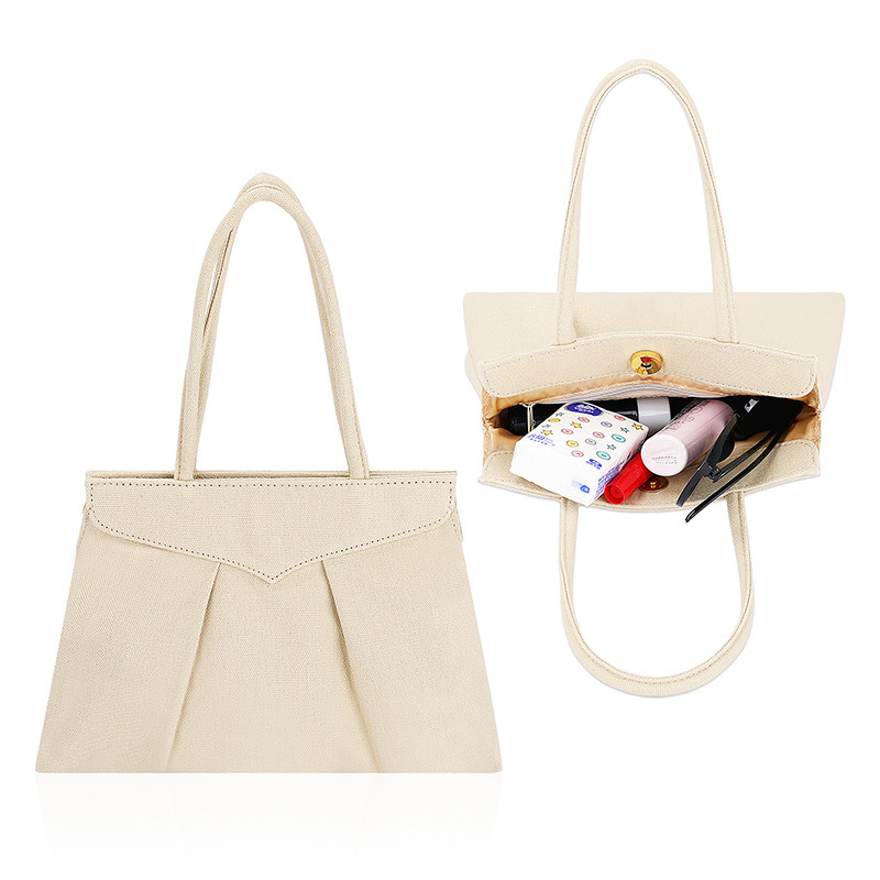 Eco Friendly Reusable Shopping Bags Sustainable Canvas Tote Bags Zipper Button 10x7
