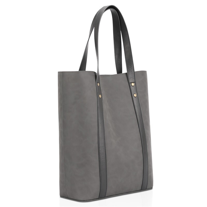 Printing Eco Friendly Shopping Bags Custom Zipper Pocket Leather Shopper Tote 13X5X15