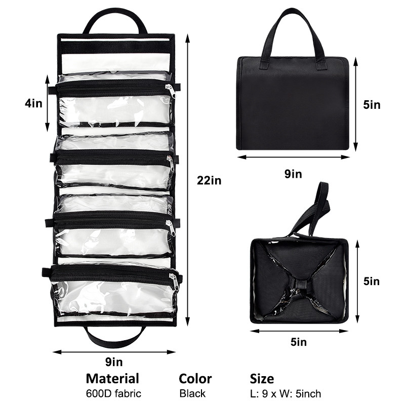 Travel Extra Large Hanging Toiletry Organizer Bag Separated PVC Make Up Pouch 9X5