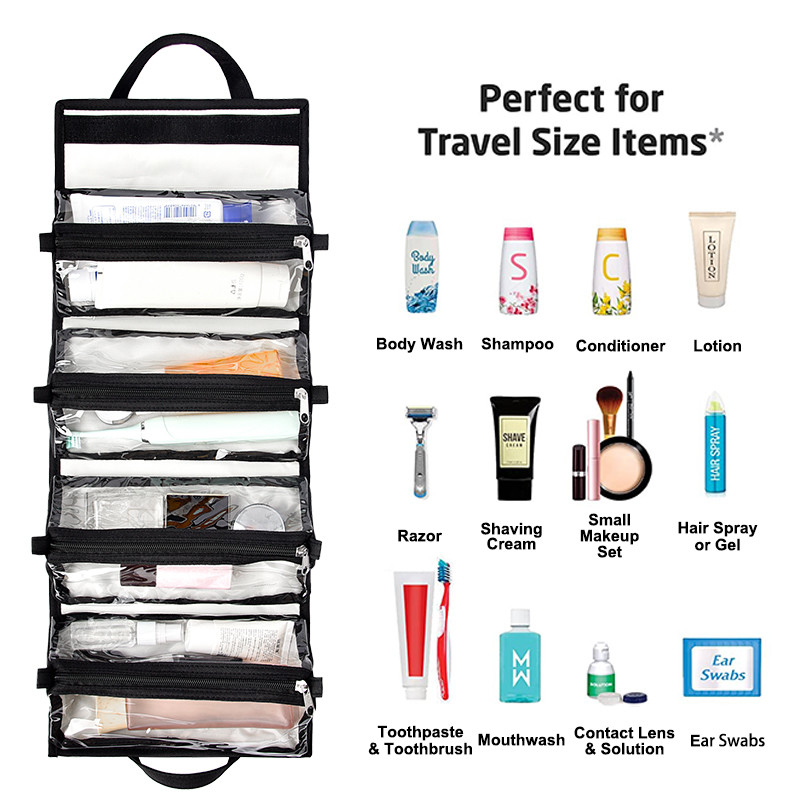 Travel Extra Large Hanging Toiletry Organizer Bag Separated PVC Make Up Pouch 9X5