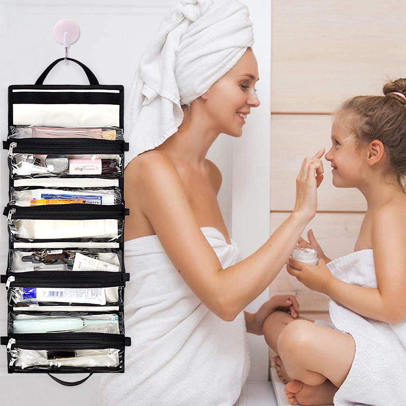 Travel Extra Large Hanging Toiletry Organizer Bag Separated PVC Make Up Pouch 9X5