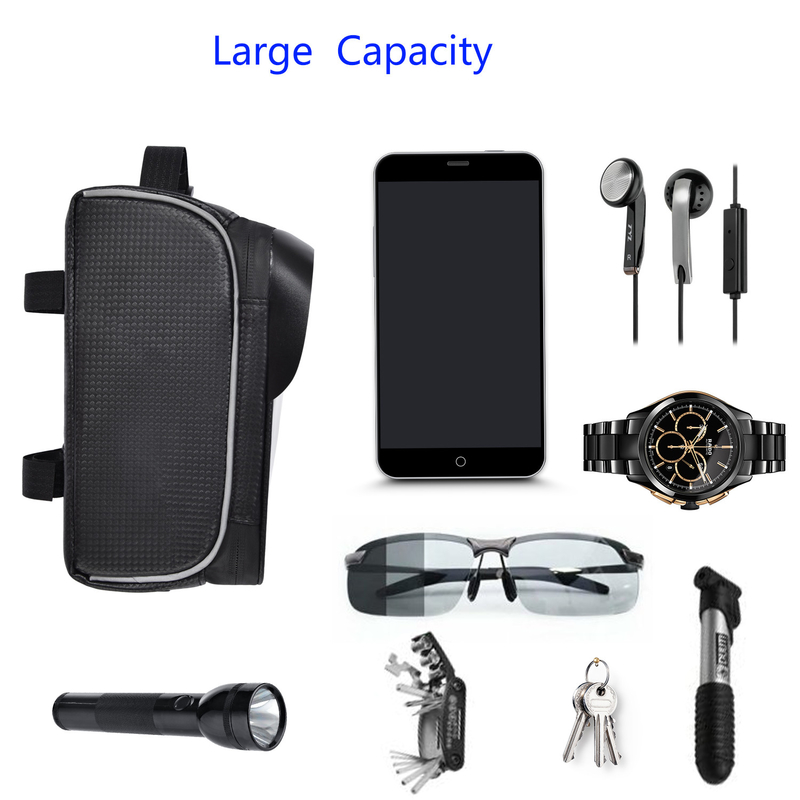 Top Tube Bag Phone Holder Bag With Headphone Hole Window Holder 8x3.2x4.75