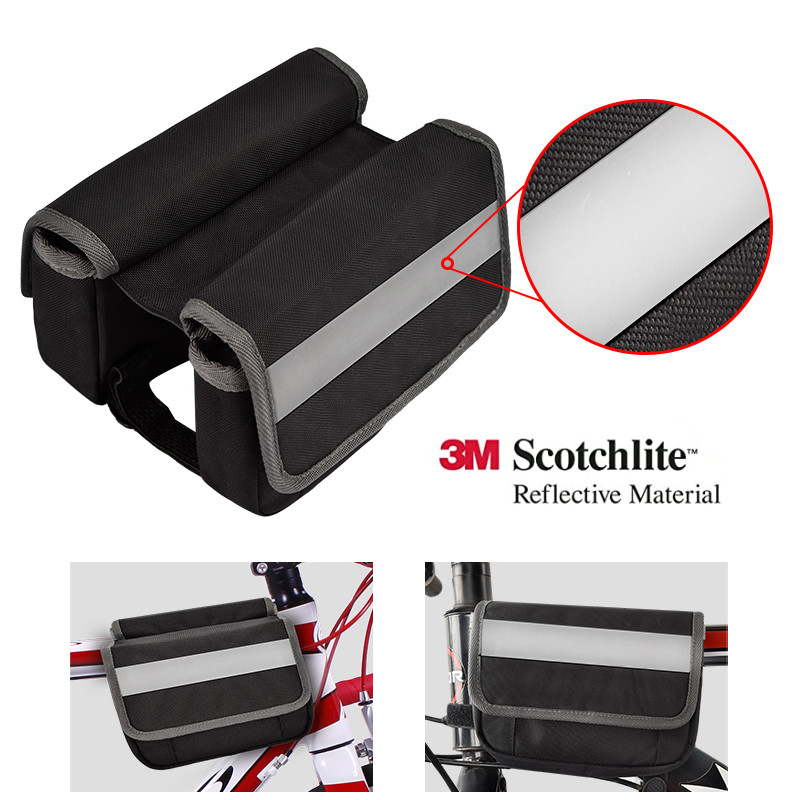 Large Phone Bike Bag Waterproof Rear Under Seat Reflective Strip Pouch For Cycling 7X6X5