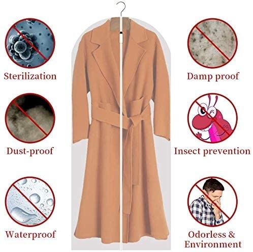 Clear Pvc Hanging Travel Travel Garment Bag For Long Dresses Clothes Full Zipper
