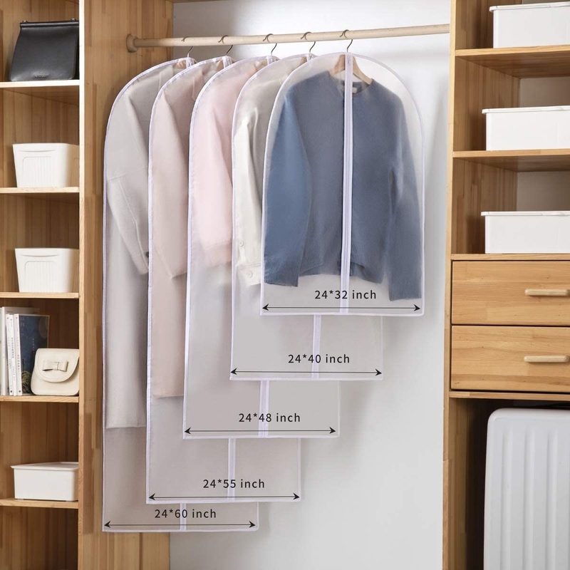 Clear Pvc Hanging Travel Travel Garment Bag For Long Dresses Clothes Full Zipper