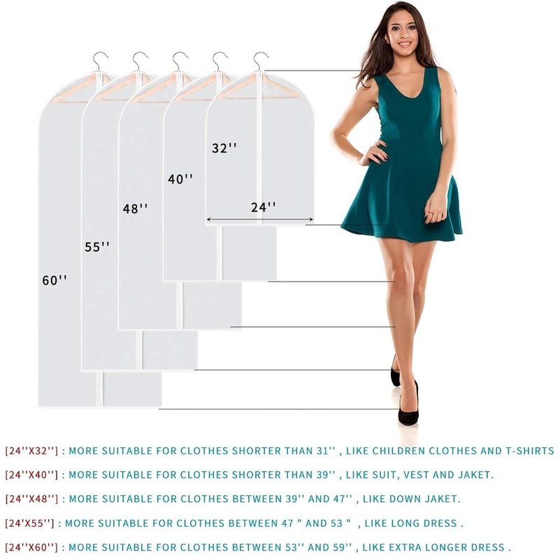 Clear Pvc Hanging Travel Travel Garment Bag For Long Dresses Clothes Full Zipper