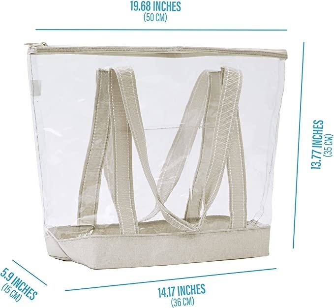 Clear Eco Friendly Shopping Bags Carrier Transparent PVC Tote Bag Stadium Outdoor Beach 14x5x13