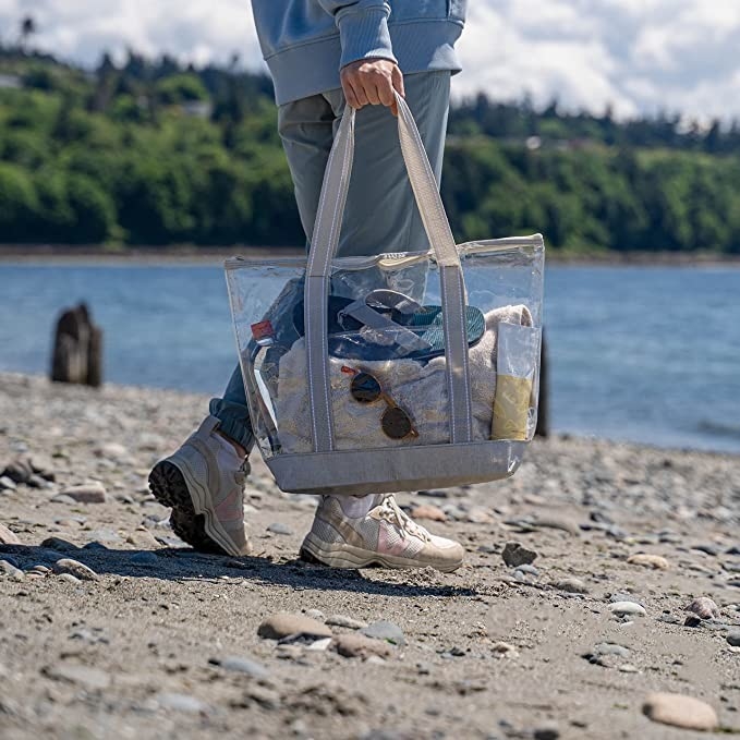 Clear Eco Friendly Shopping Bags Carrier Transparent PVC Tote Bag Stadium Outdoor Beach 14x5x13