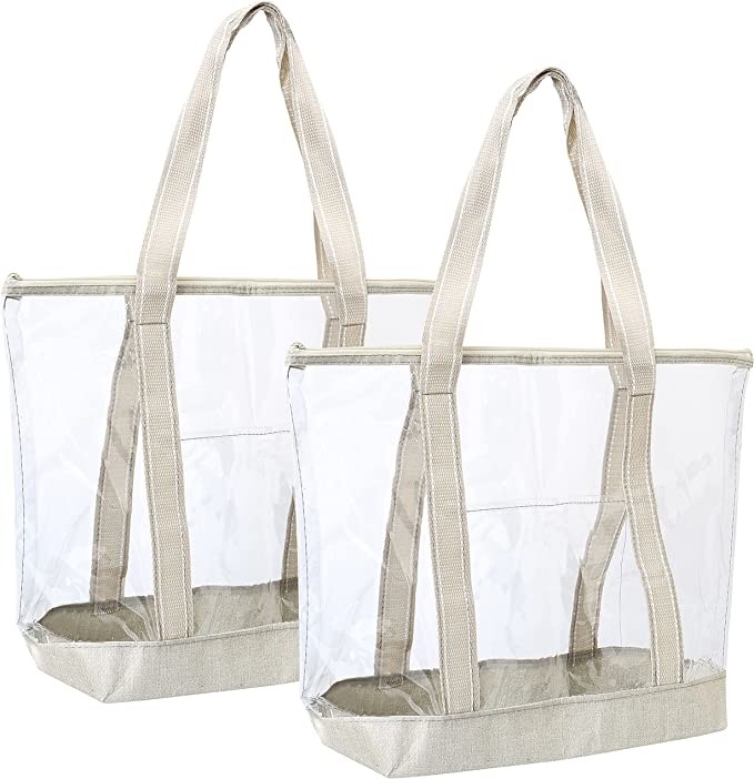 Clear Eco Friendly Shopping Bags Carrier Transparent PVC Tote Bag Stadium Outdoor Beach 14x5x13