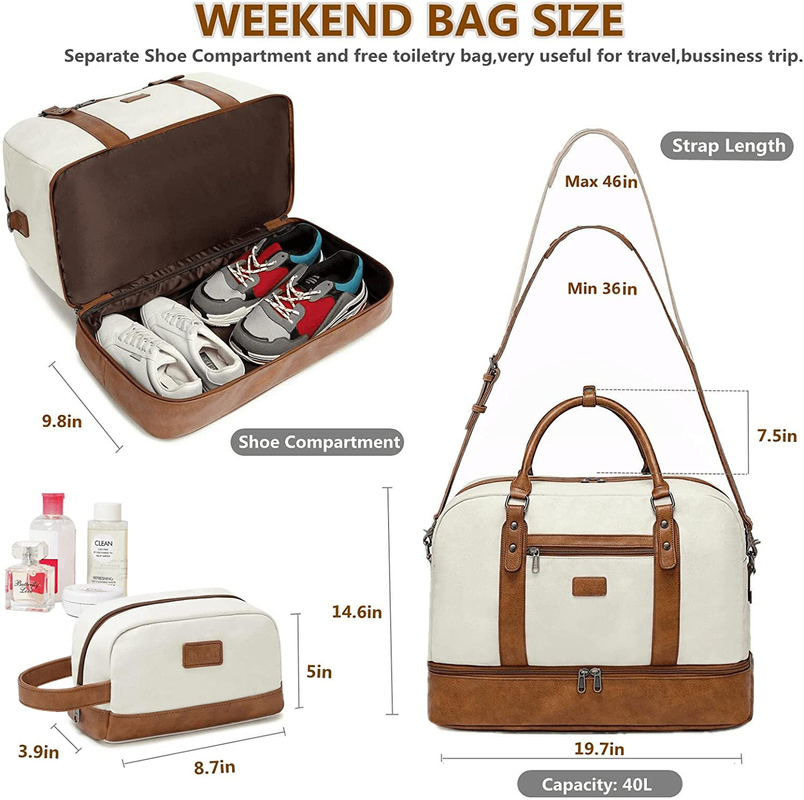 Stylish Duffel Travel Bags With Laptop Compartment Toiletry 19 Inch 19.7x9.8x14.6