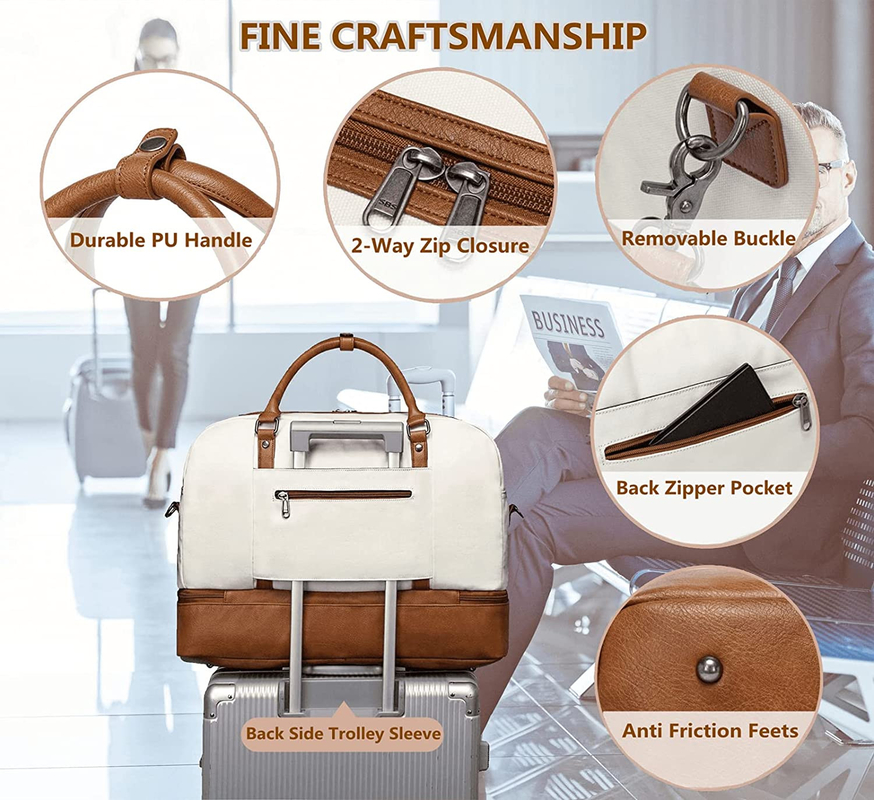Stylish Duffel Travel Bags With Laptop Compartment Toiletry 19 Inch 19.7x9.8x14.6