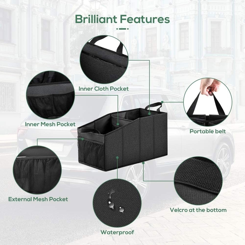 Large Shopping Car Organizer Bags Grocery Foldable Front Back Seat Truck 19X10X10