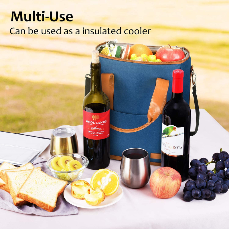 Xl Insulated Cooler Bag Pouch For Groceries Wine 6 Bottles 8.6X7.1X12.5