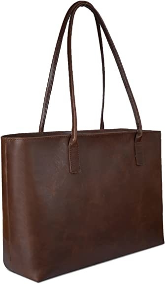 Vintage Briefcase Computer Leather Laptop Tote Bag , 16x21 Work Office Shoulder Bag