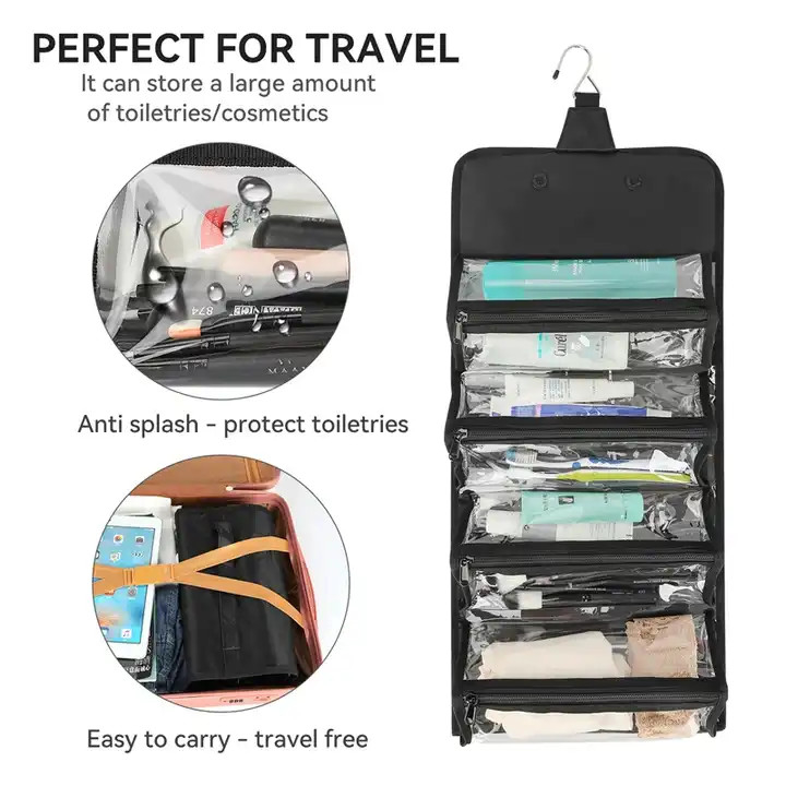 Elegant Pvc Hanging Wash Bag 28*13.5*13.5cm For Mens Toiletry