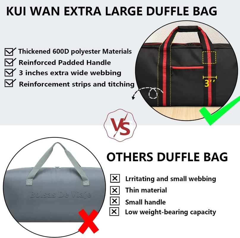 Extra Large Lightweight Fodable Waterproof Overnight Weekender Travel Bag with 100L for Men and Women