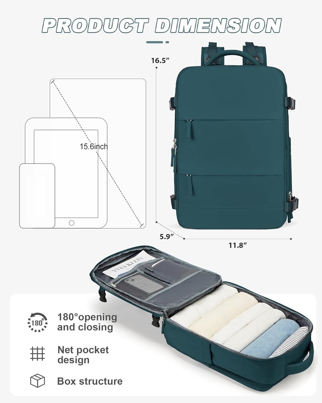 Waterproof Airline Approved Carry On Laptop College Hiking Travel Backpack With Shoe Compartment For Women Men
