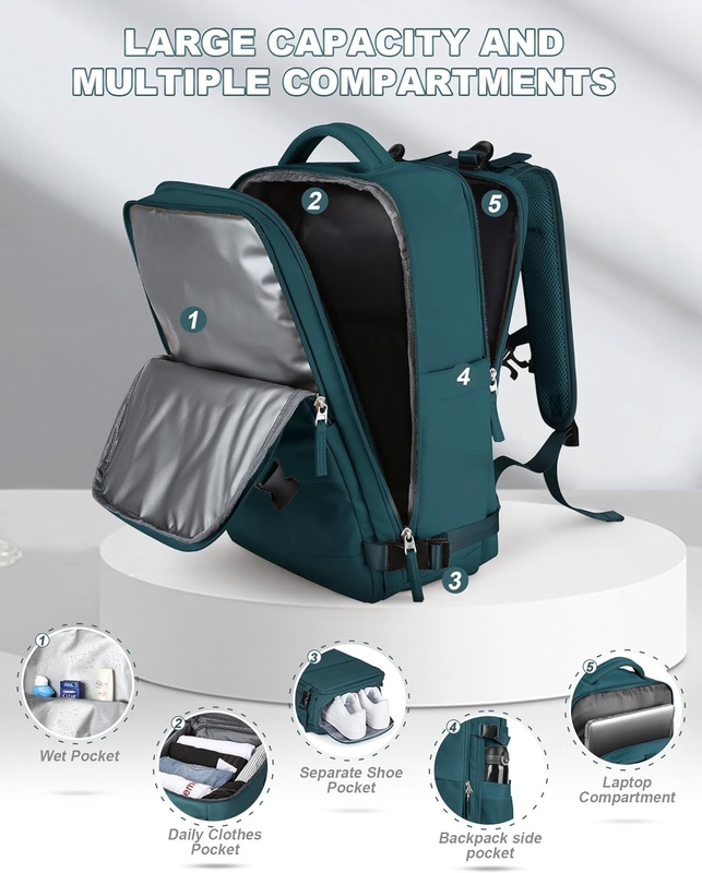 Waterproof Airline Approved Carry On Laptop College Hiking Travel Backpack With Shoe Compartment For Women Men