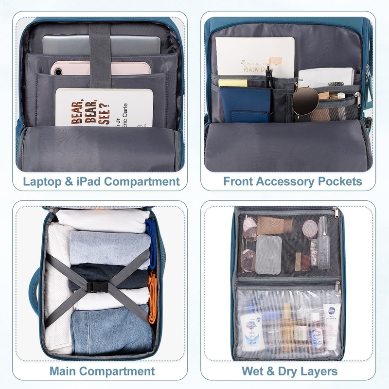 Waterproof Business Hiking Casual Carry On Travel Bag Flight Approved Fit 16 Inch Laptop