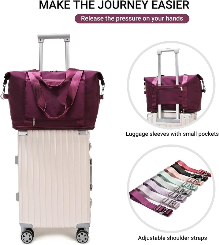 Large Capacity Expandable Dry Wet Separation Bag Travel Carry On Tote With Shoulder Strap