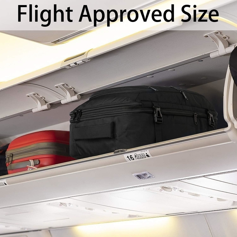 Black 40L Expandable Carry On Luggage Bag Flight Approved Outdoor Duffel Travel Bag