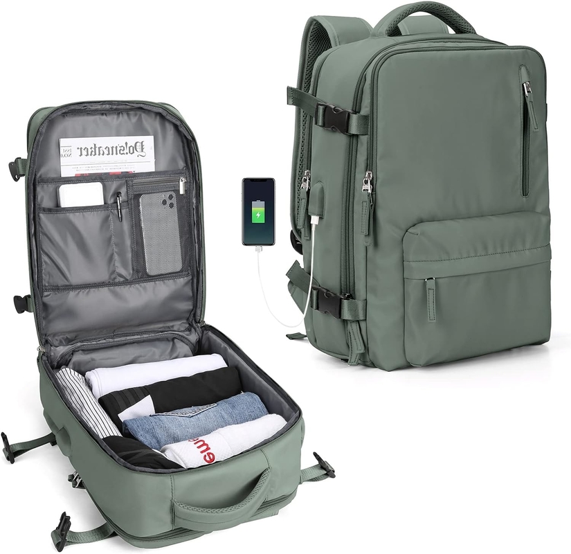 Hiking School Weekender Overnight Travel Bag Large Capacity Waterproof Green Color