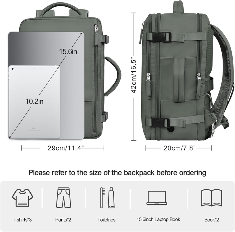 Casual Carry On Luggage Bag Olive Green Duffel Travel Bag With USB Charging Port