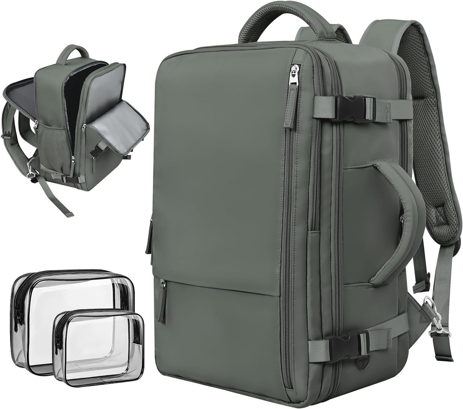 Casual Carry On Luggage Bag Olive Green Duffel Travel Bag With USB Charging Port