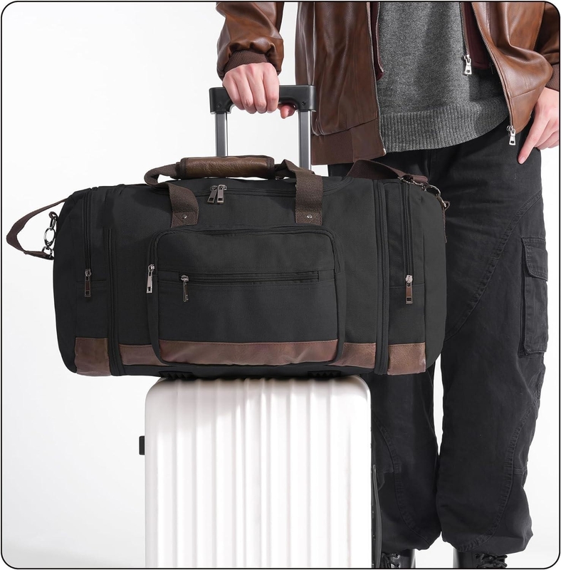 Canvas Large Capacity Men Women Duffel Travel Bag Carry On Travel Bag With YKK Zipper