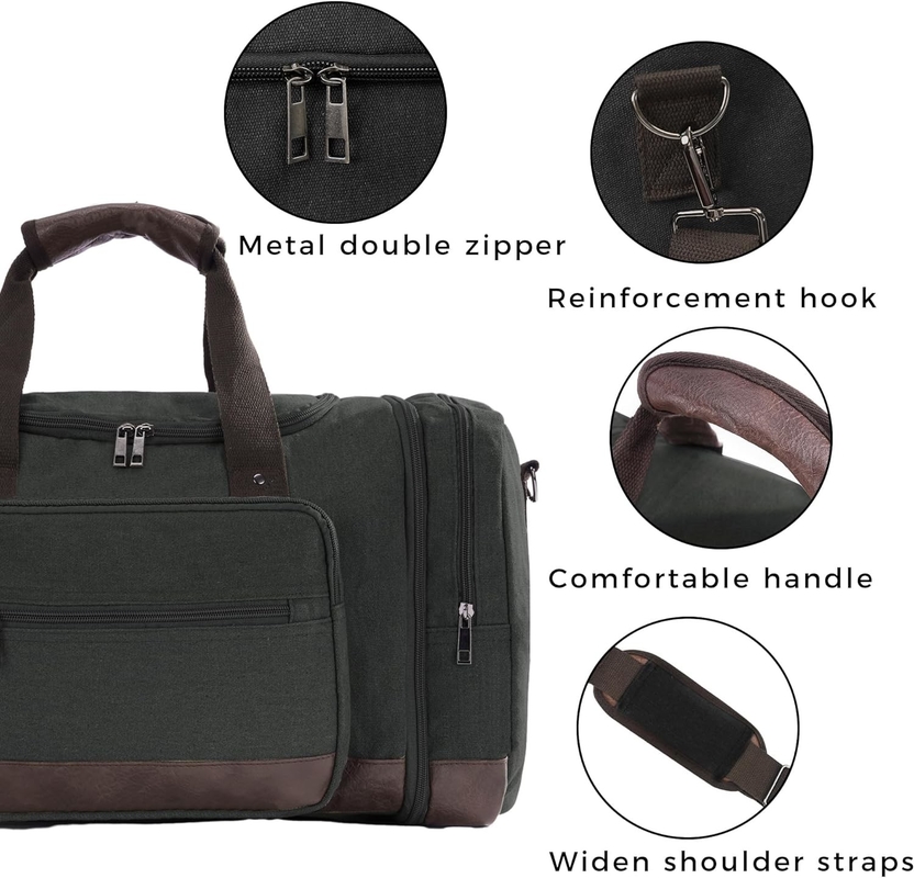 Canvas Large Capacity Men Women Duffel Travel Bag Carry On Travel Bag With YKK Zipper