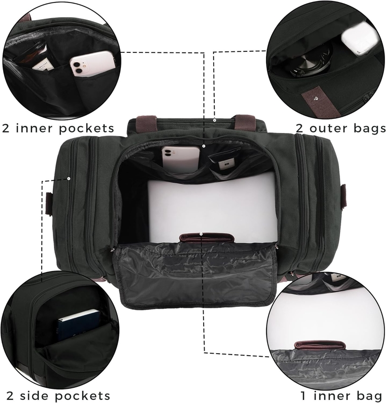 Canvas Large Capacity Men Women Duffel Travel Bag Carry On Travel Bag With YKK Zipper