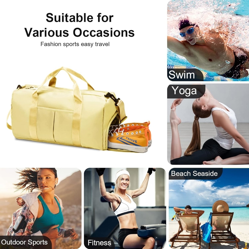 Yoga Gym Sports Outdoor Weekender Overnight Travel Bag Light Yellow Color Big Size